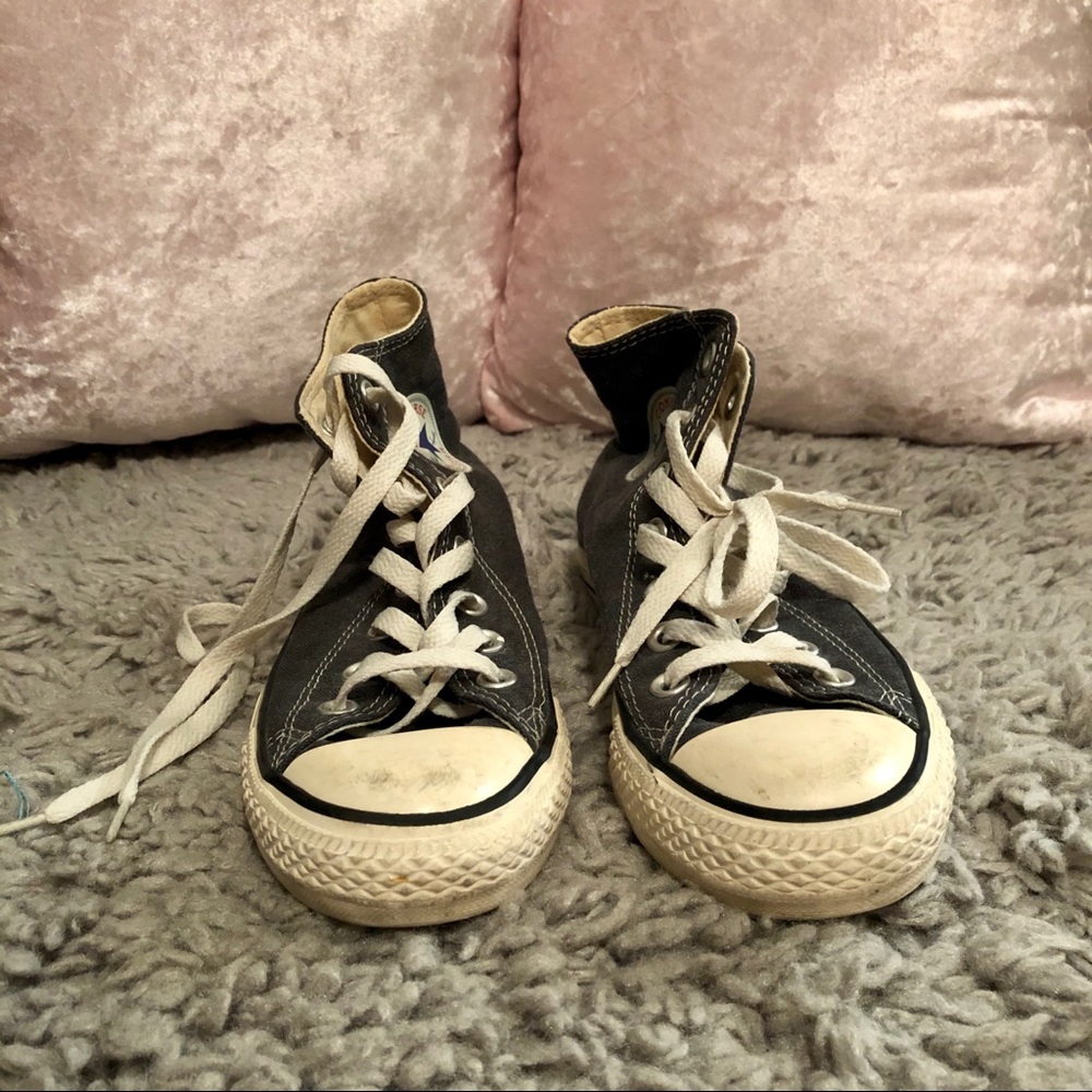 Gray high-top Converse Allstar